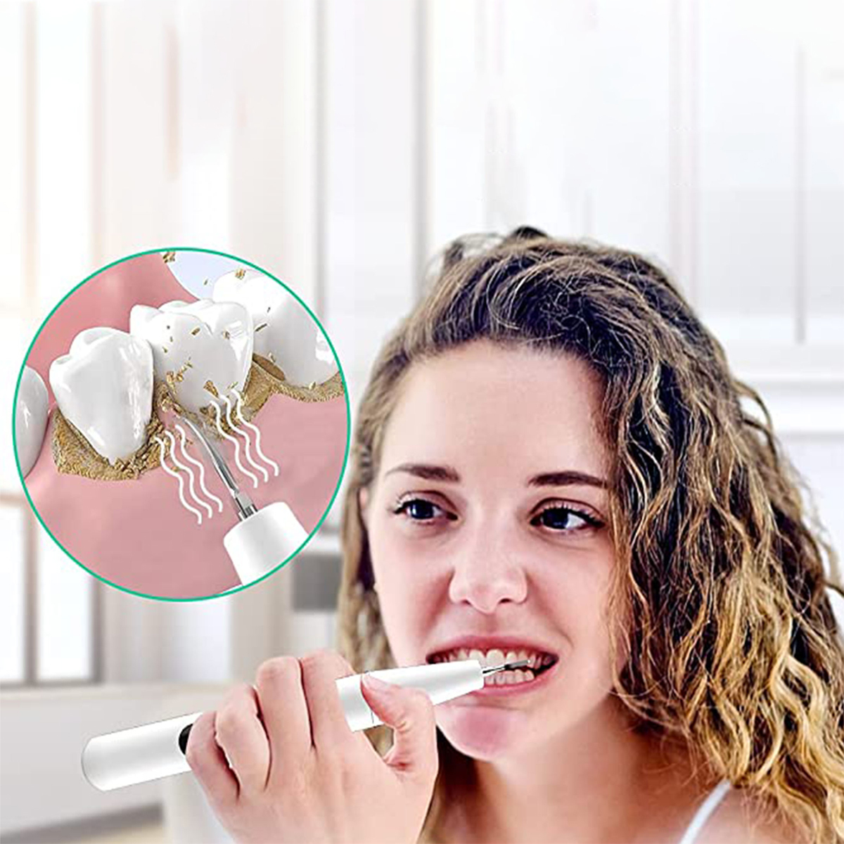 KINSI Munddusche Zahnreiniger, 3 Reinigungsmodi, Plaque-Entferner einstellbare Dentalwerkzeug