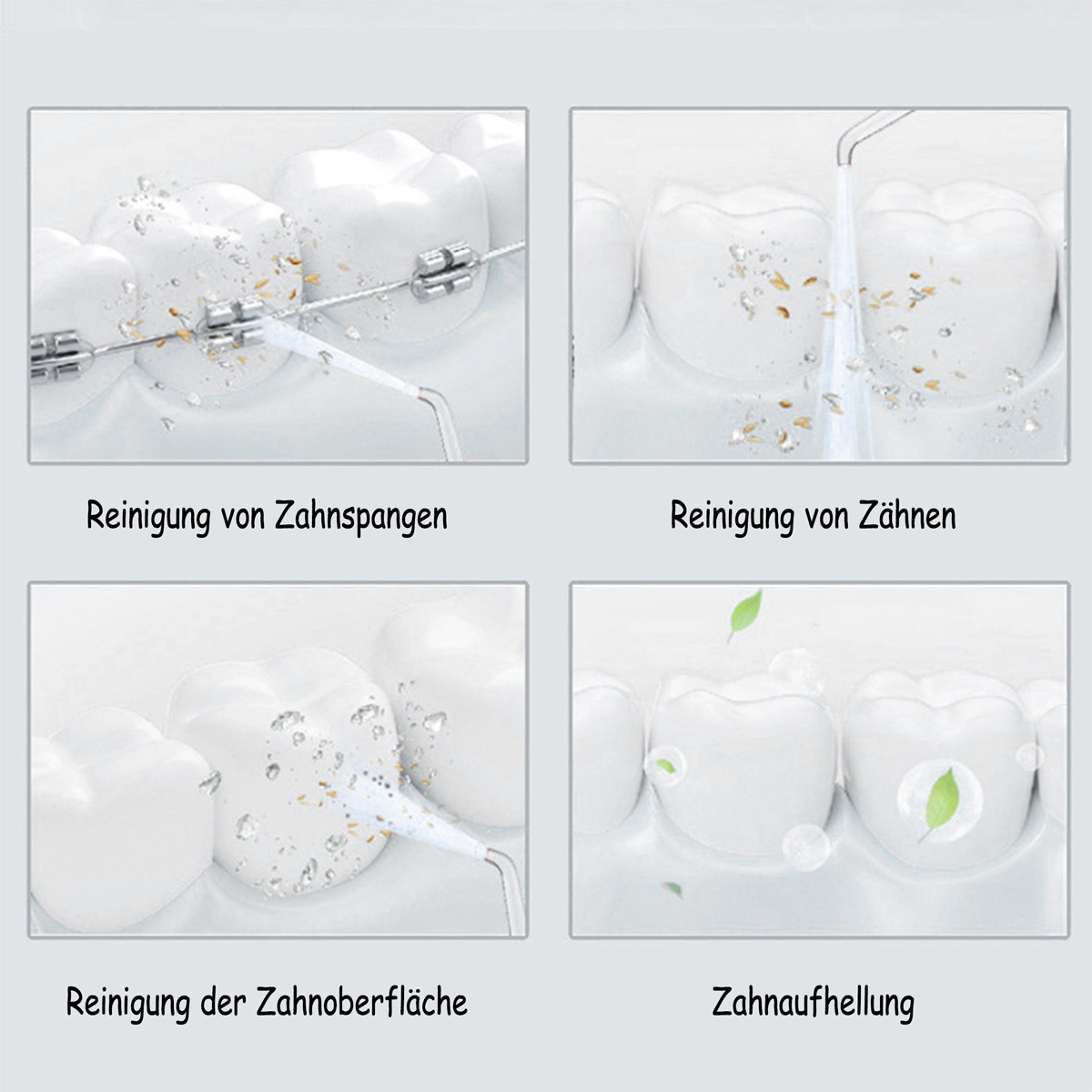 KINSI Munddusche Elektrische, Oral Düsen, Zahnreiniger, 4 Care Dentalwerkzeug IPX7 Modi/4