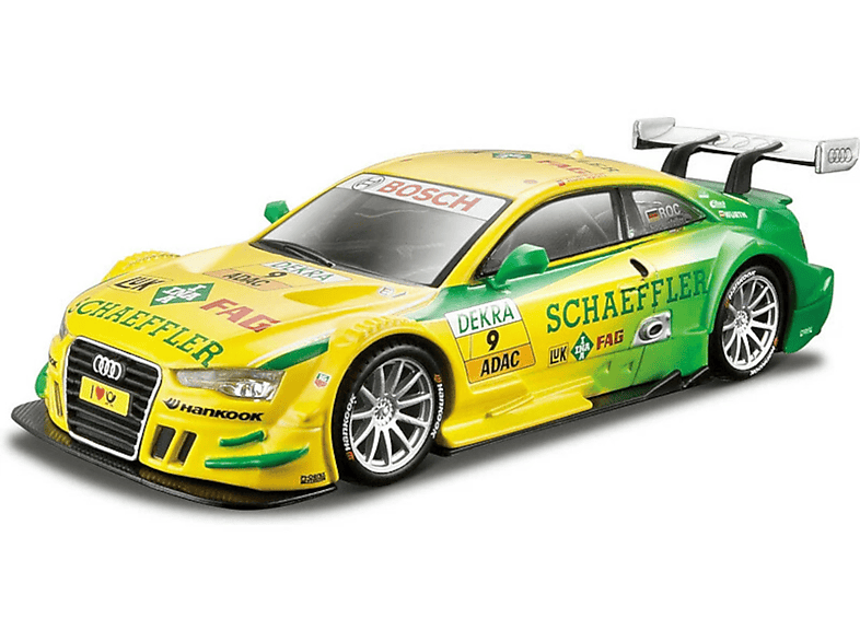 BBURAGO Modellauto Audi A5 DTM 9 Mike Rockenfeller (gelb, Maßstab 1