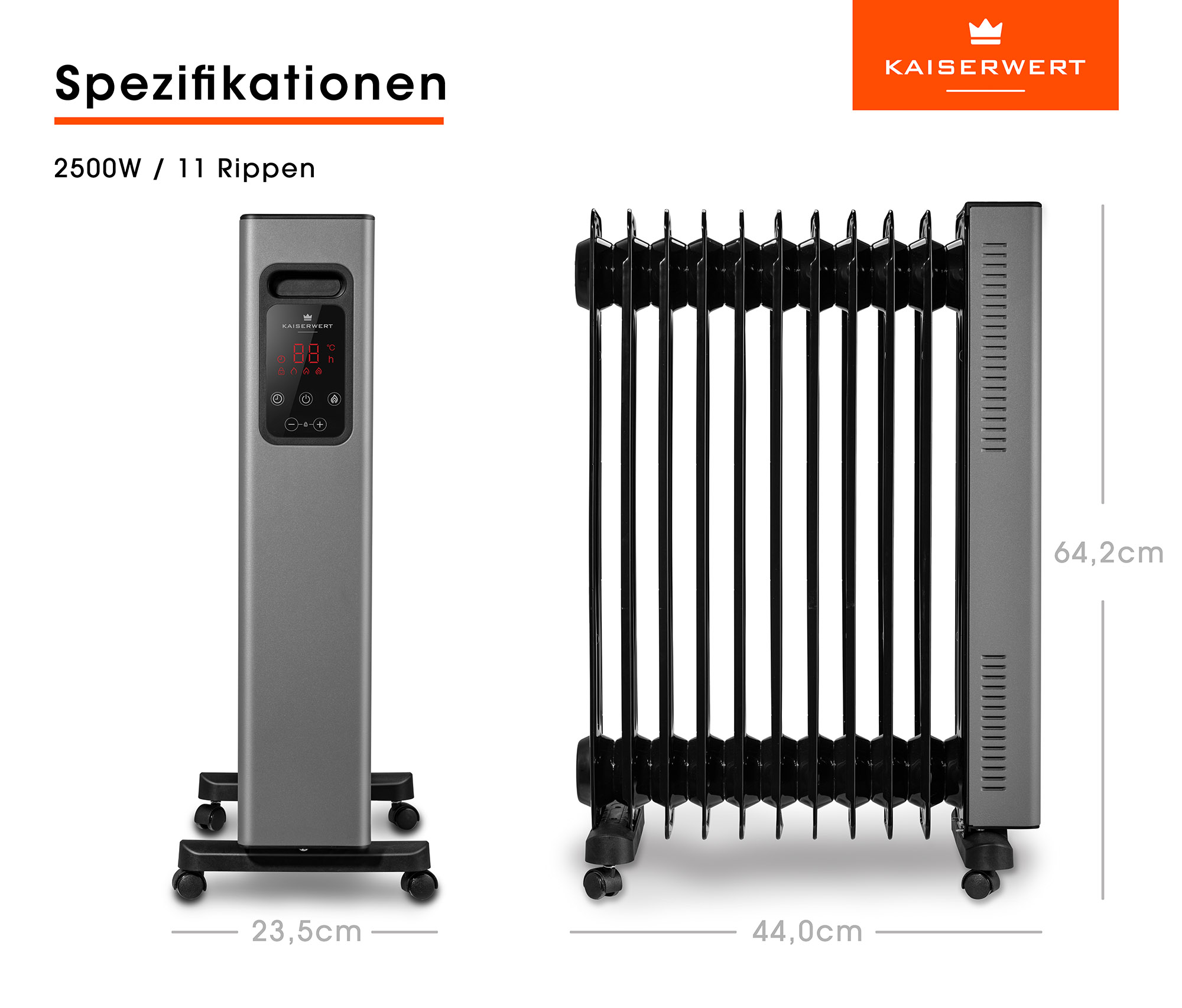 Ölradiator KAISERWERT KW2500 Watt) (2500