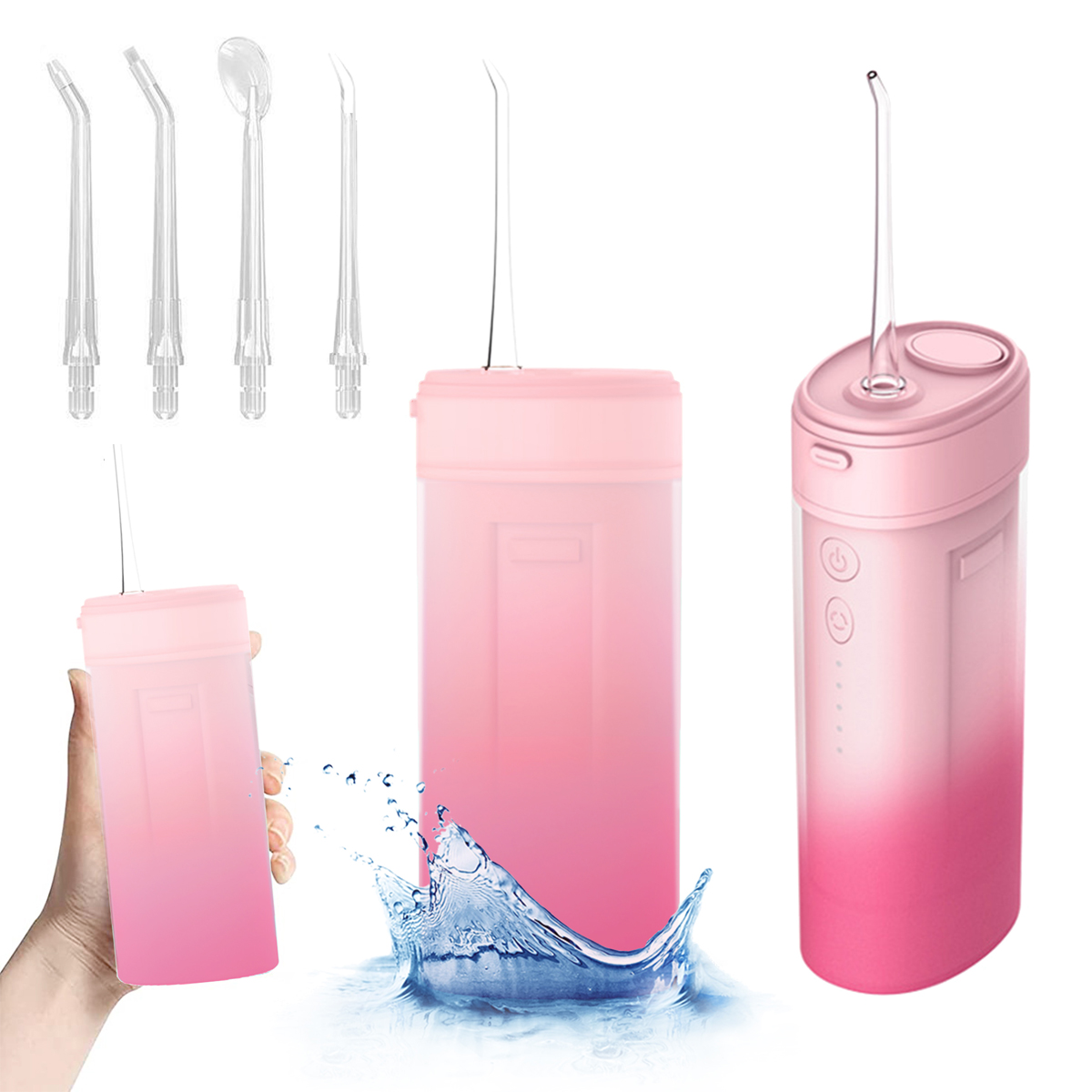 KINSI Munddusche 4 Modi/4 Dentalwerkzeug IPX7, Elektrische, Oral Zahnreiniger Care Düsen