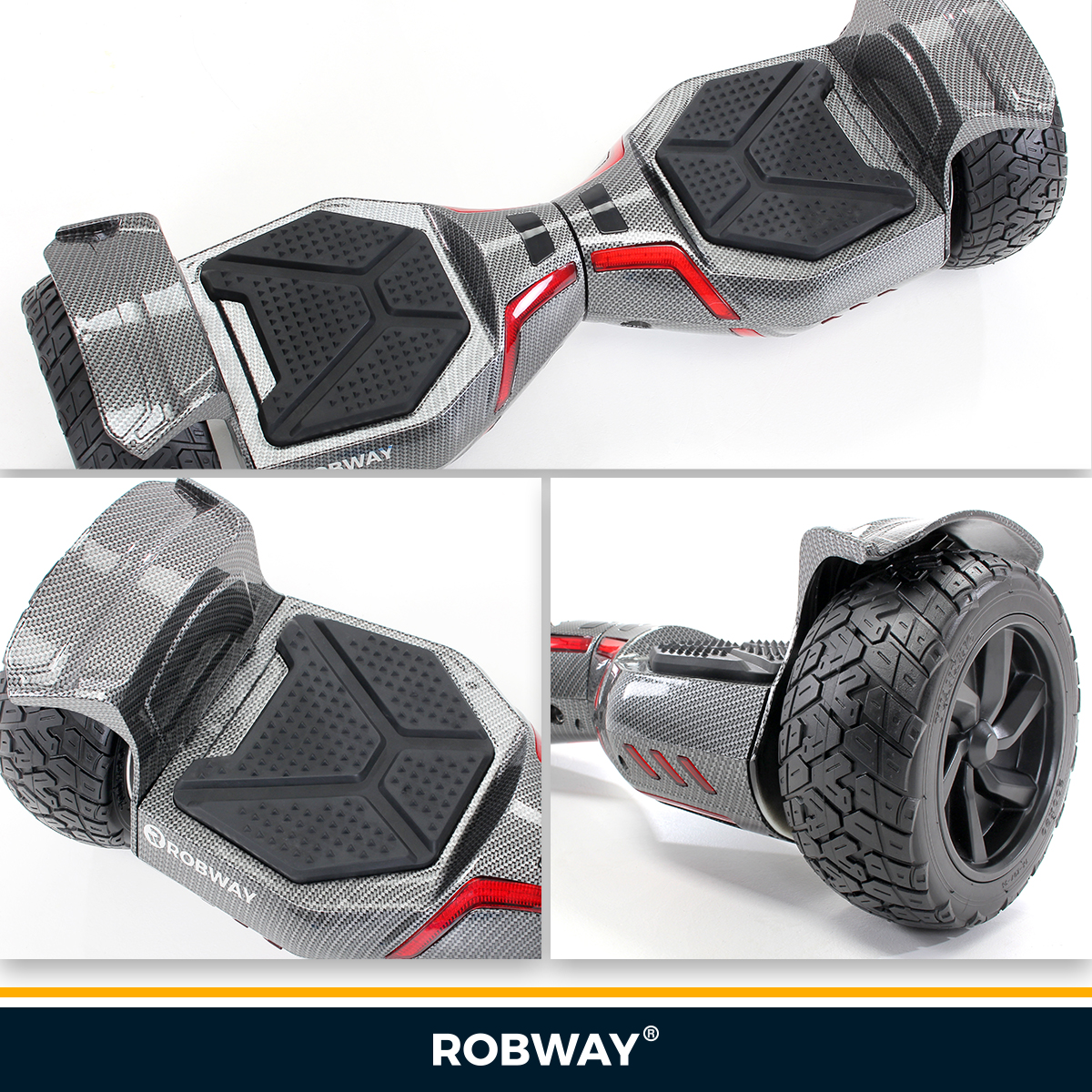 ROBWAY X2 Zoll, Balance (8,5 Offroad-Hoverboard Board Carbon)