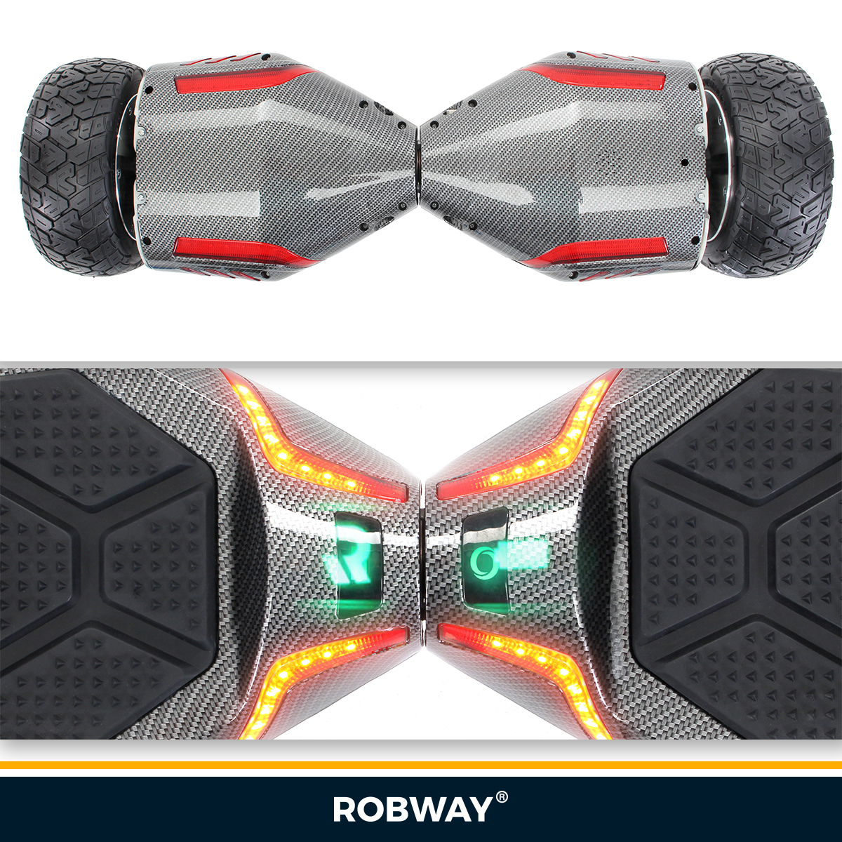ROBWAY X2 Offroad-Hoverboard Balance Carbon) Zoll, Board (8,5