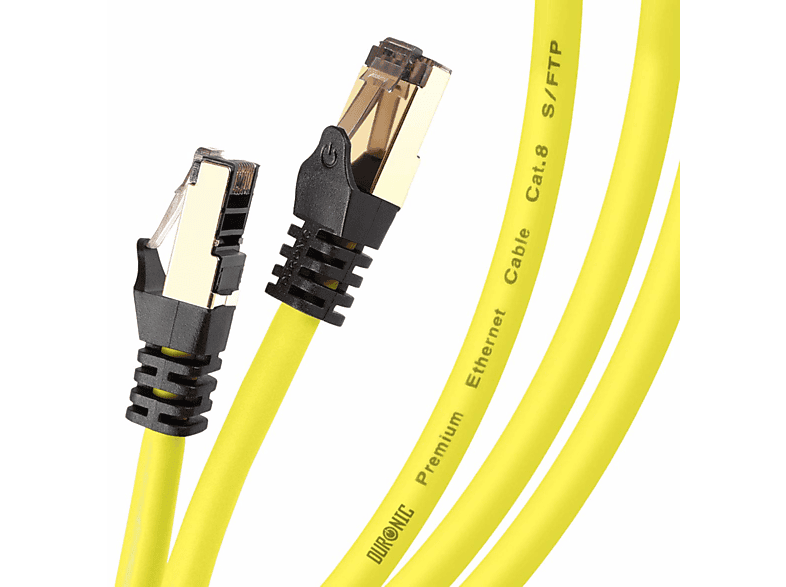 DURONIC CAT8 YW 2m Ethernetkabel | 5.000 MB/s | RJ45 Patchkabel | Lankabel für Router und Konsole, Netzwerkkabel, 2 m