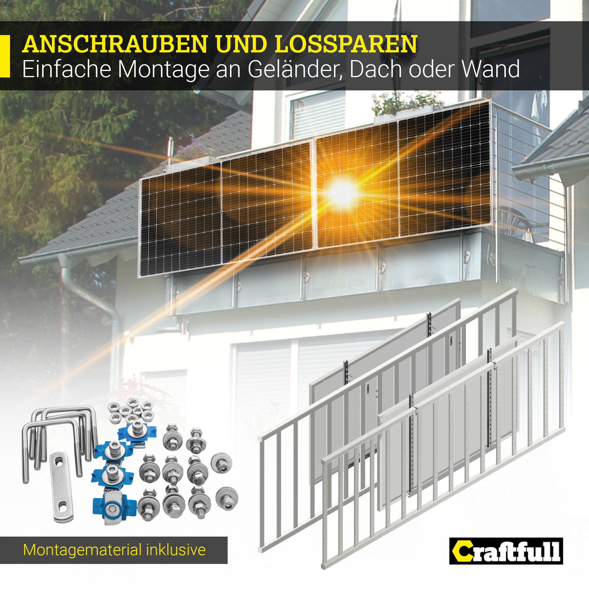 Halterungs-Set vertikal Halter Solar CRAFTFULL Photovoltaik