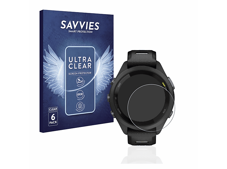 SAVVIES 6x klare Schutzfolie(für Garmin Forerunner 265S (42 mm)) | Smartwatch Schutzfolien & Gläser
