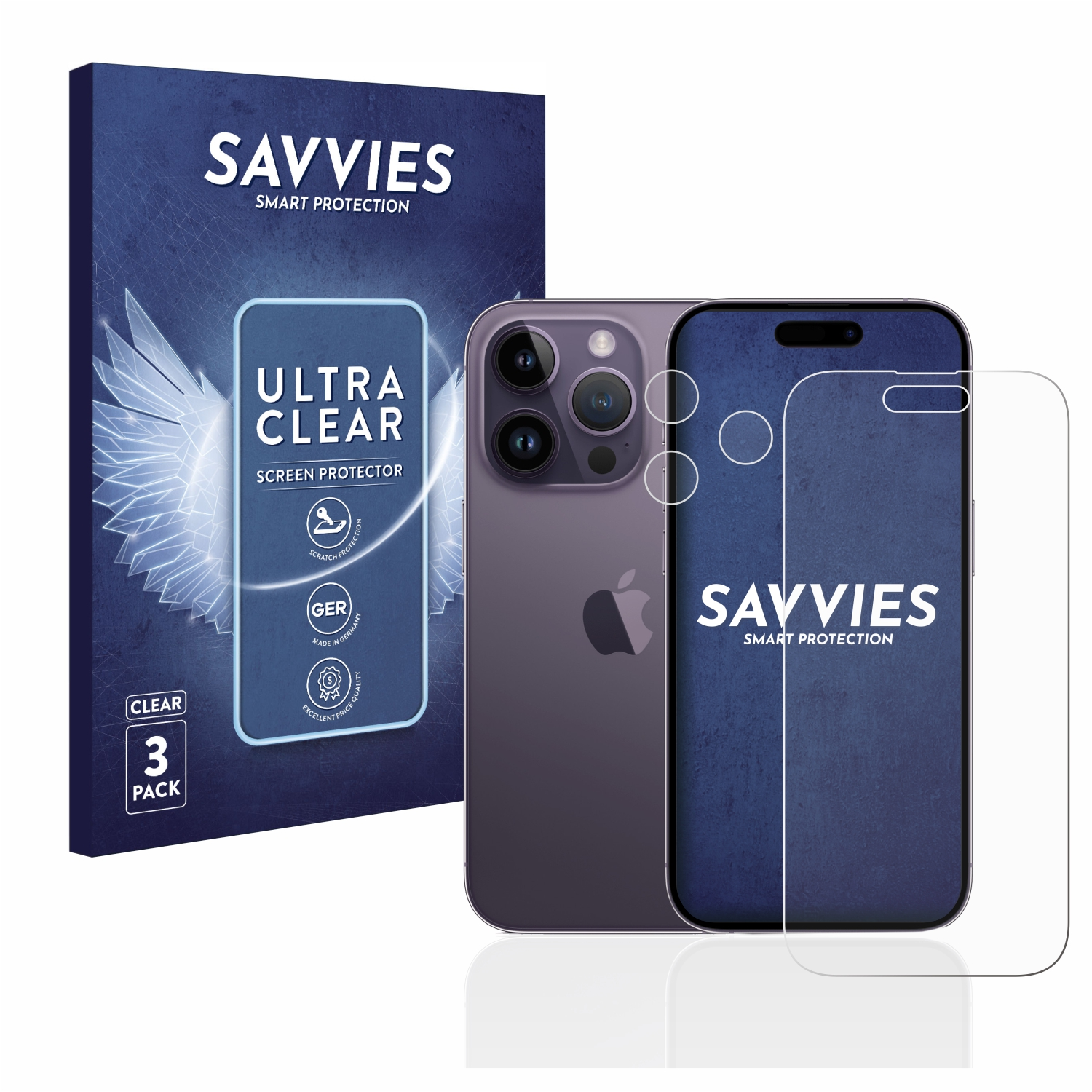 SAVVIES iPhone Pro) 14 Apple Schutzfolie(für 6x klare
