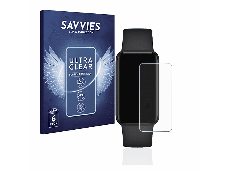 SAVVIES 6x klare Schutzfolie(für Xiaomi 2) Redmi Smart Band
