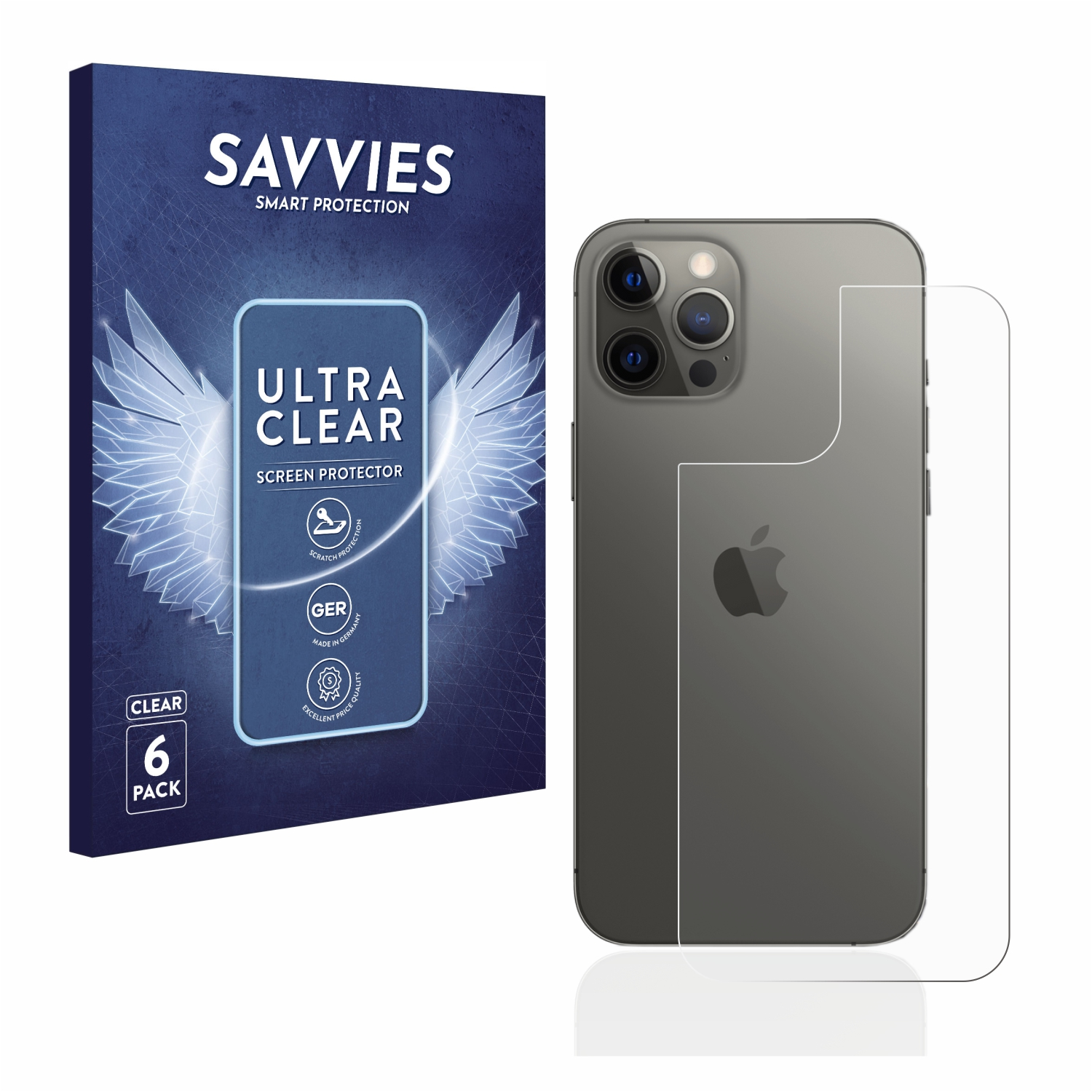 SAVVIES 6x klare Schutzfolie(für Max) iPhone Pro Apple 12