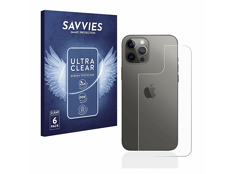 SAVVIES 6x klare Schutzfolie(für Apple iPhone 12 Pro Max)