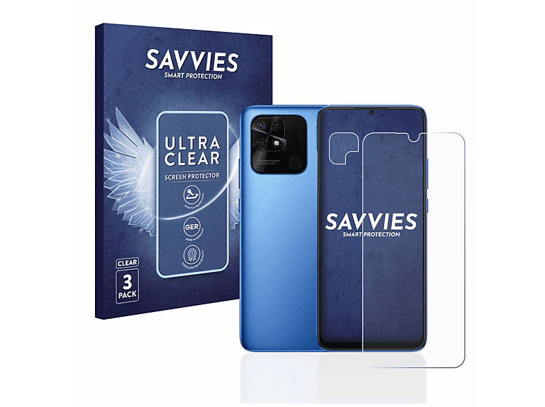 SAVVIES 6x klare Schutzfolie(für Xiaomi Redmi 10C)