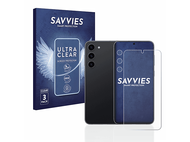 SAVVIES 6x klare Plus) S23 Samsung Schutzfolie(für Galaxy