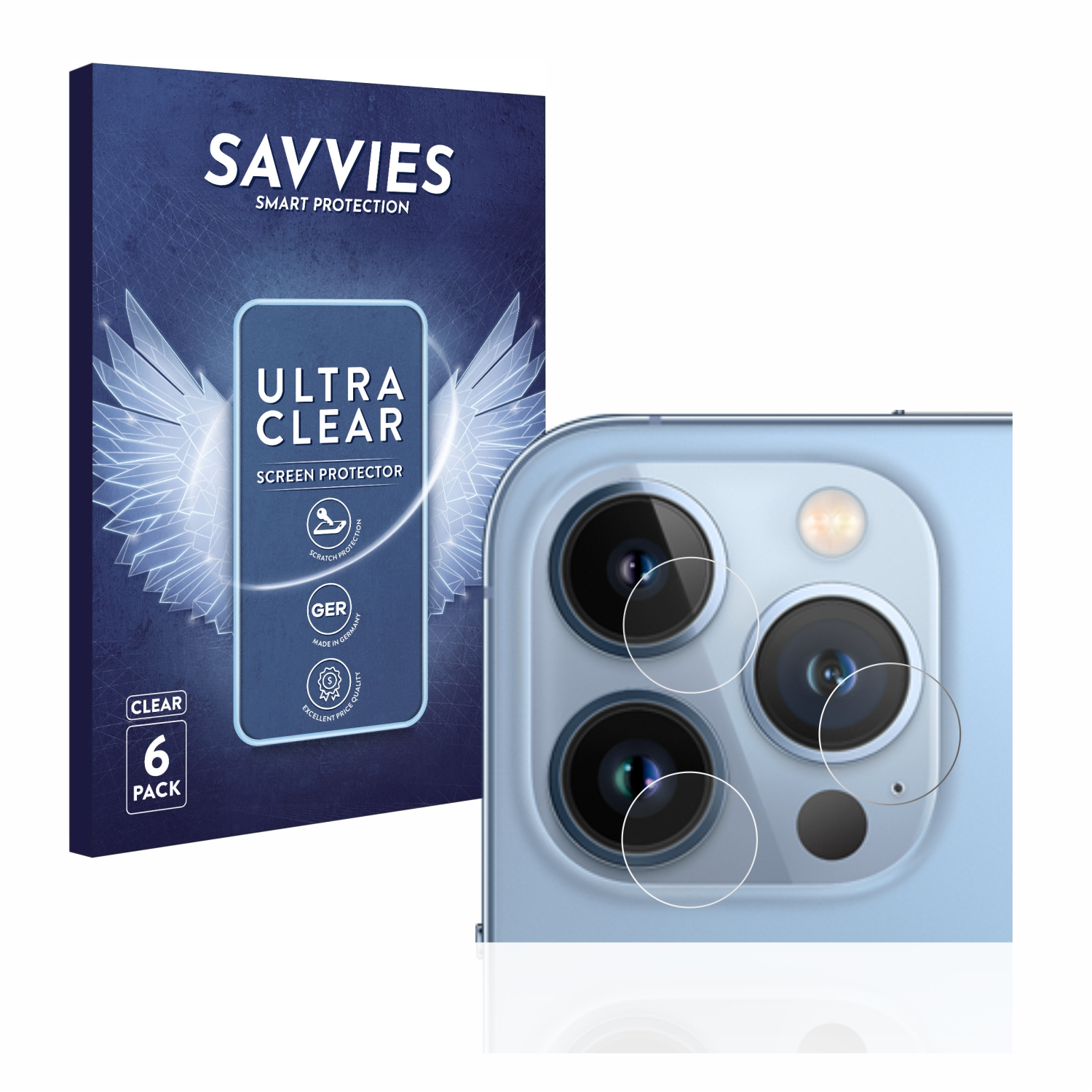 SAVVIES 6x klare Schutzfolie(für Apple iPhone Max) 13 Pro