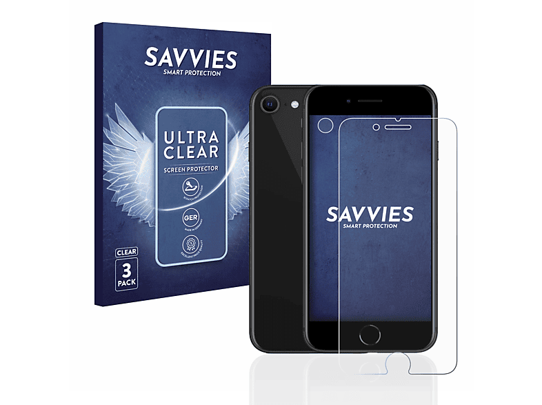 SAVVIES 6x klare Schutzfolie(für Apple iPhone SE 2 2020)