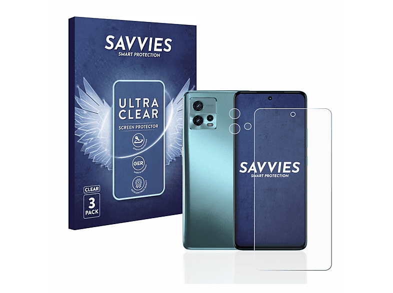 SAVVIES 6x Motorola Schutzfolie(für Moto G72) klare