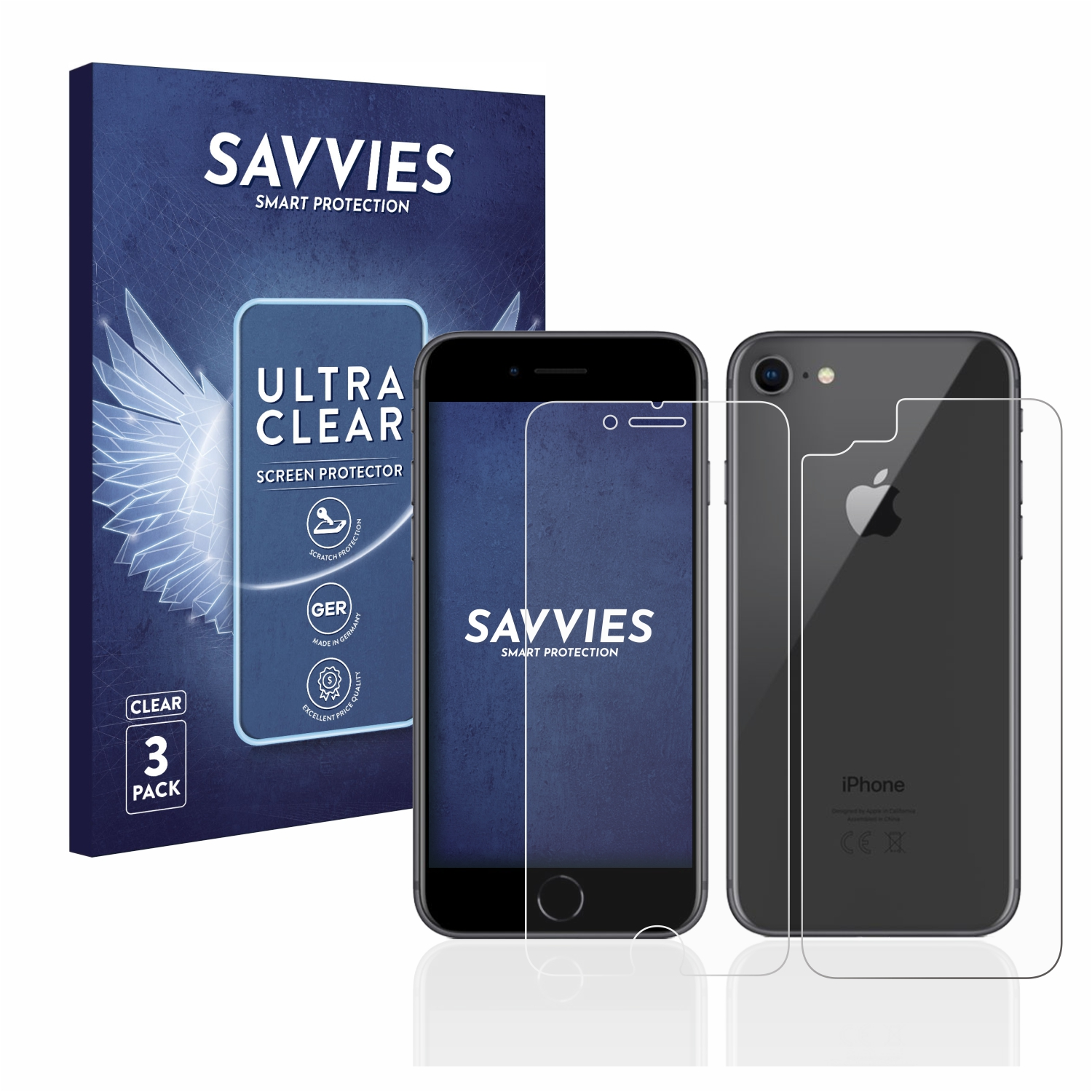 iPhone Apple klare 8) Schutzfolie(für SAVVIES 6x