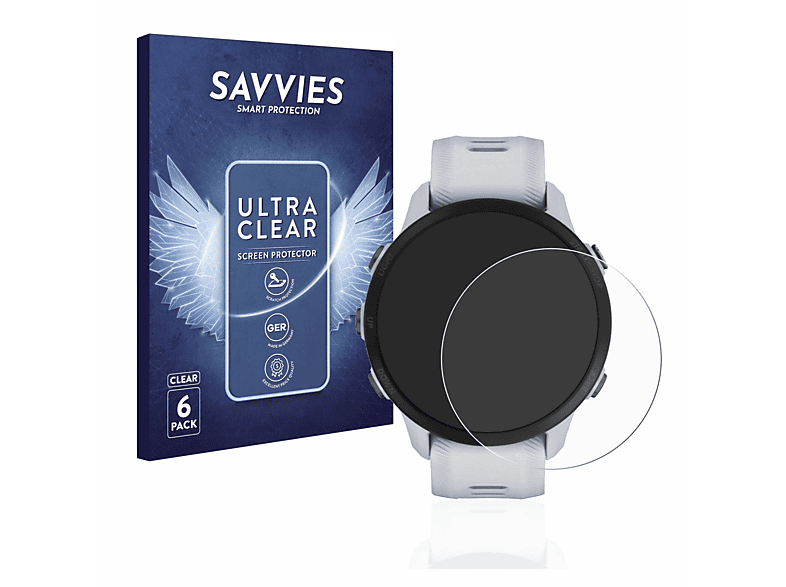 SAVVIES 6x klare Schutzfolie (für Garmin Forerunner 955)
