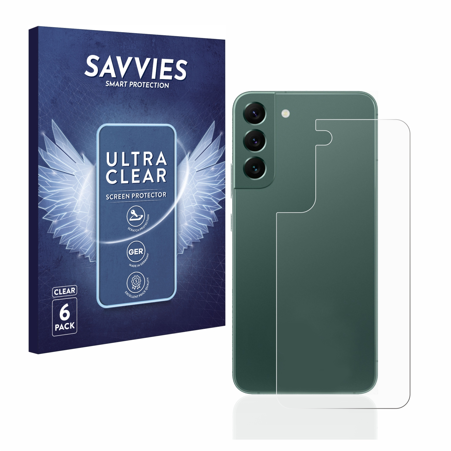 Plus 6x Schutzfolie(für klare Samsung 5G) SAVVIES S22 Galaxy