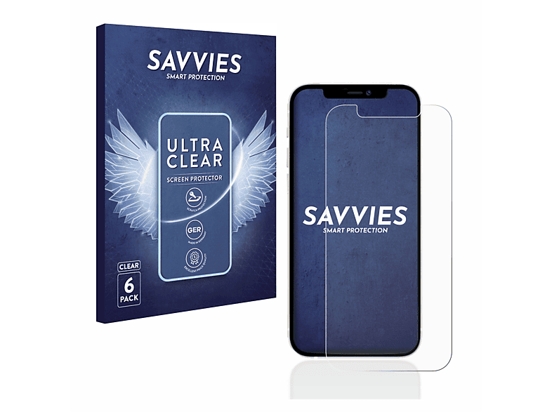 SAVVIES 6x klare Schutzfolie(für iPhone 12) Apple