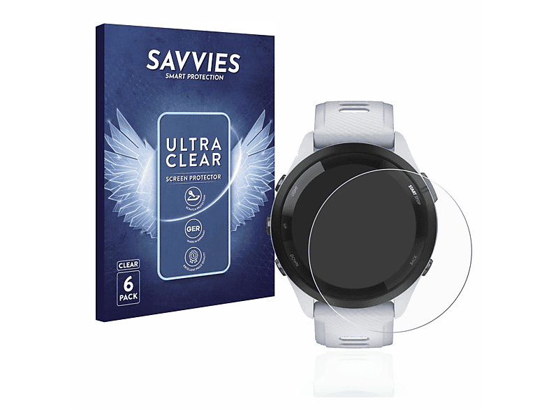 SAVVIES 6x klare Schutzfolie (für Garmin Forerunner 265 (46 mm))