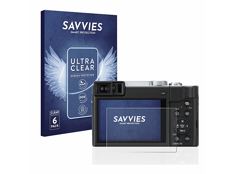 SAVVIES 6x klare Schutzfolie(für Panasonic Lumix DC-TZ95)