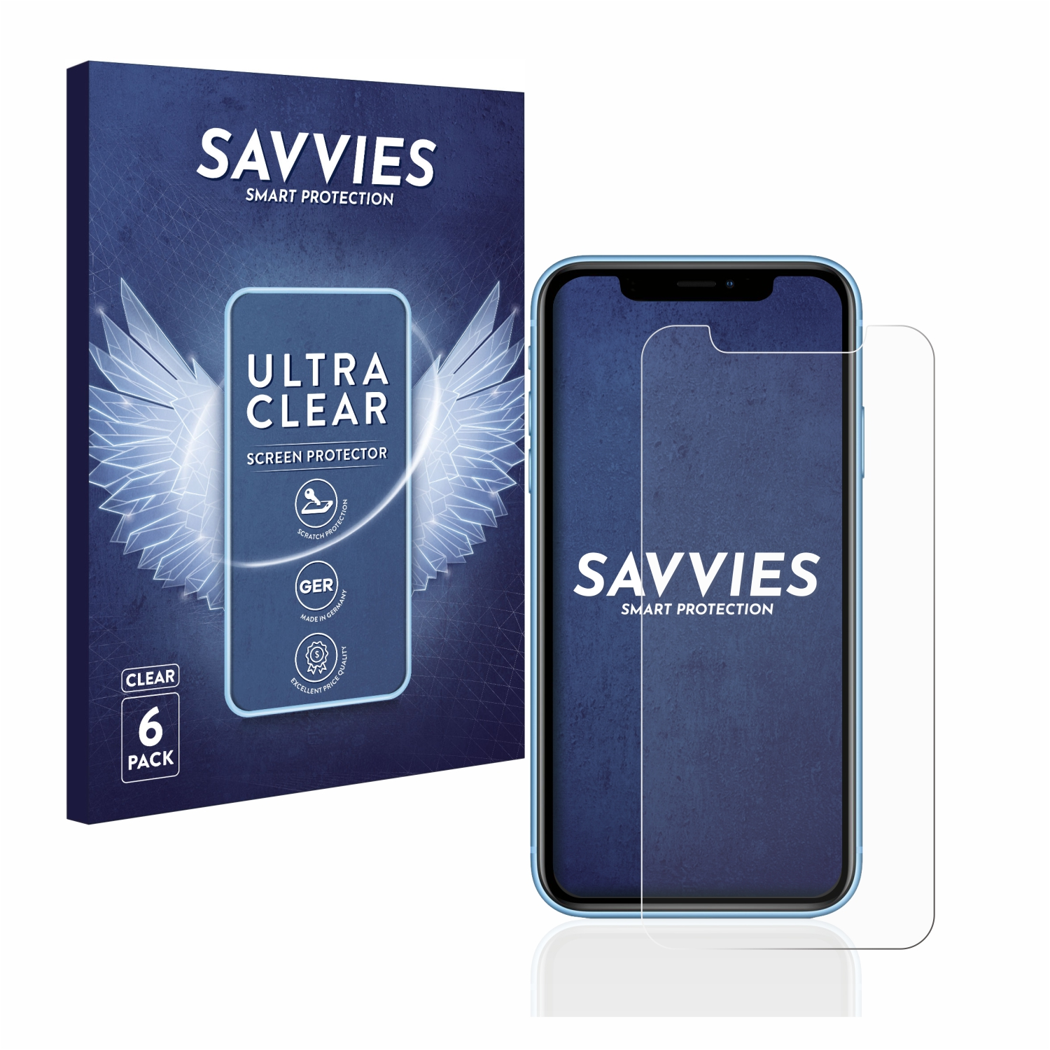 SAVVIES XR) 6x klare Apple iPhone Schutzfolie(für