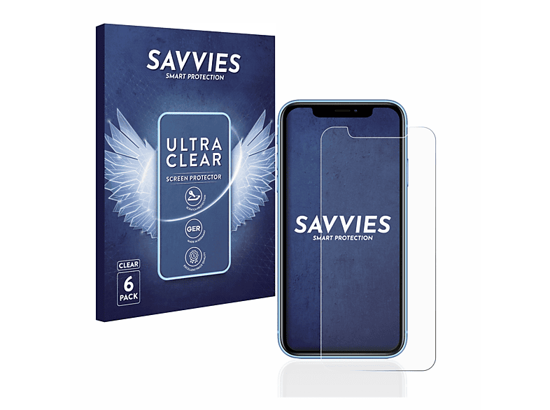 SAVVIES 6x klare Schutzfolie(für Apple iPhone XR)