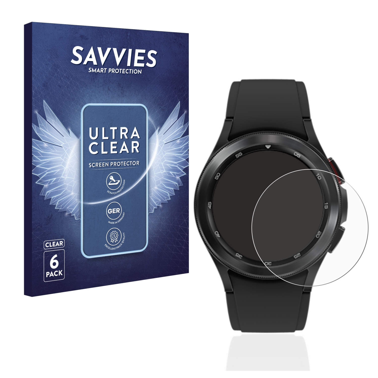 SAVVIES 6x klare Schutzfolie(für Samsung 4 (42mm)) Galaxy Classic Watch