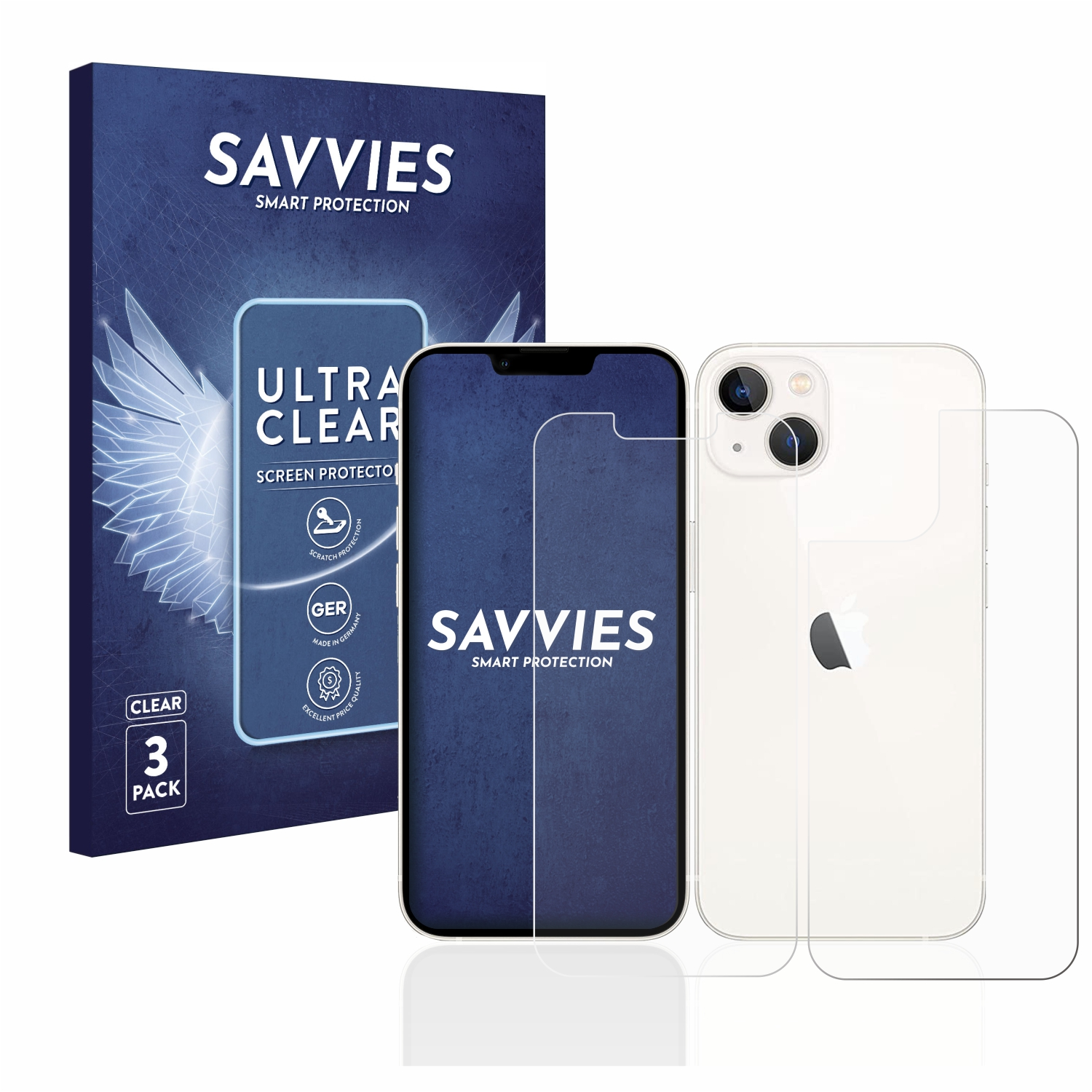 SAVVIES 6x klare Schutzfolie(für Apple 13) iPhone