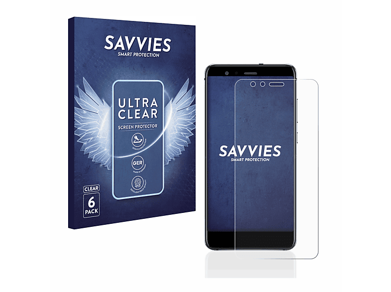 SAVVIES 6x klare Schutzfolie(für Huawei Lite) P10