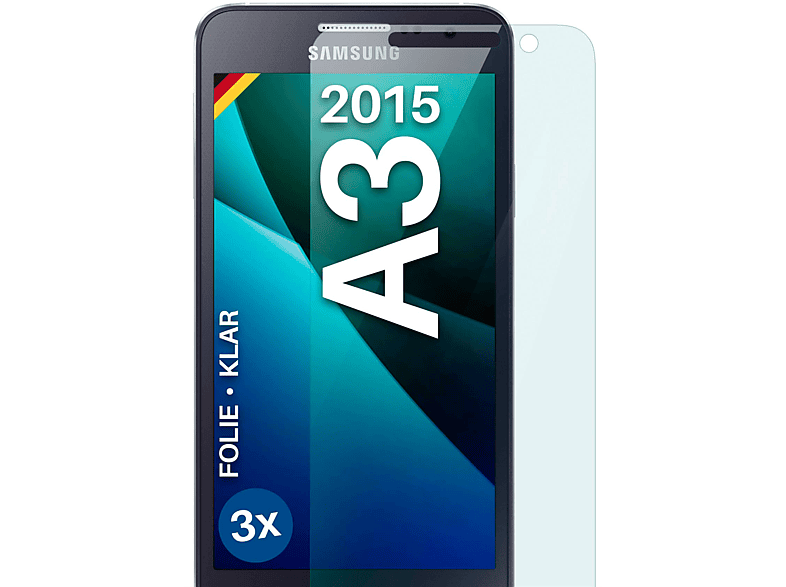 MOEX 3x Schutzfolie, klar Displayschutz(für Samsung Galaxy A3 (2015))
