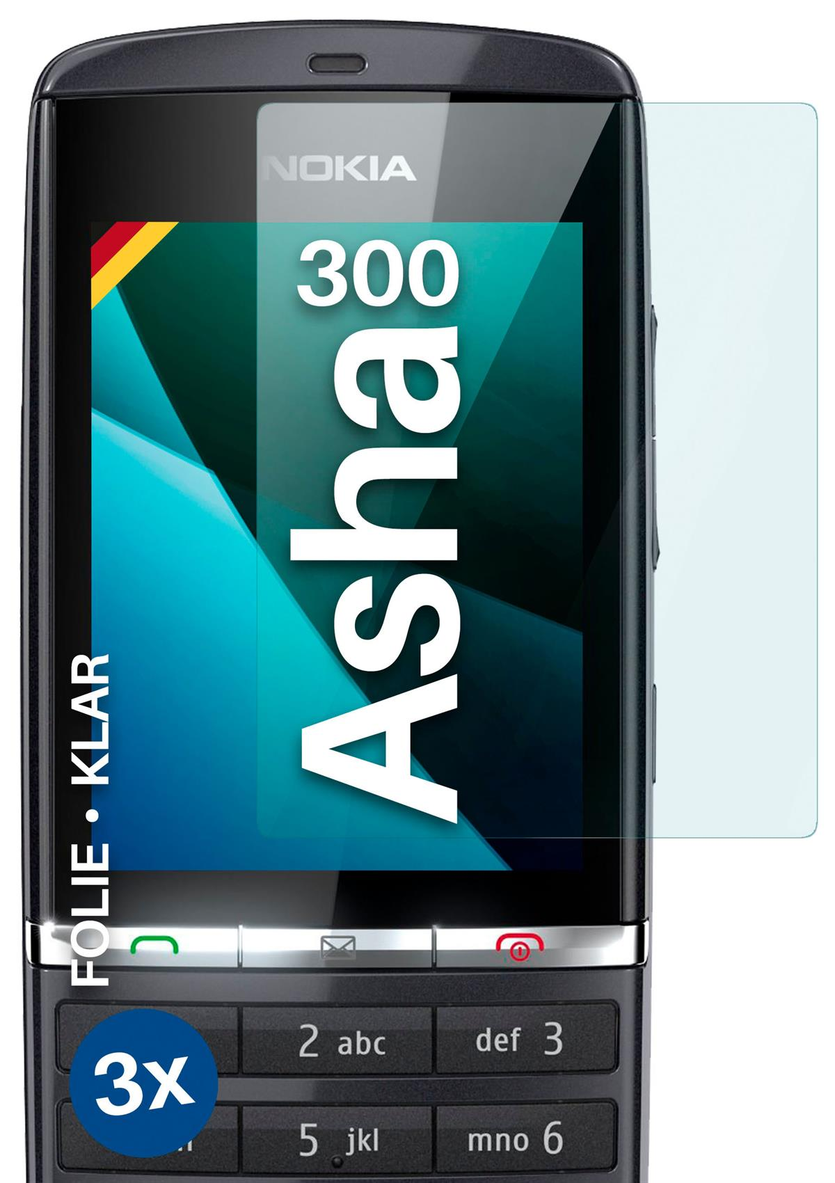 klar Displayschutz(für Nokia 300) Schutzfolie, MOEX 3x Asha