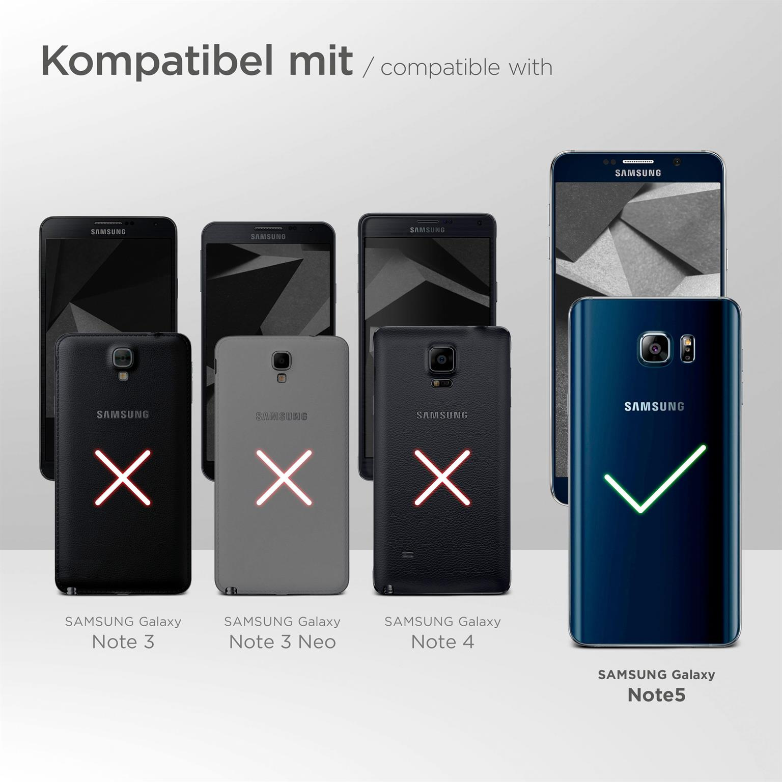 MOEX 2x Schutzfolie, klar Note Panzerglas - Samsung 5) Schutzglas(für Galaxy