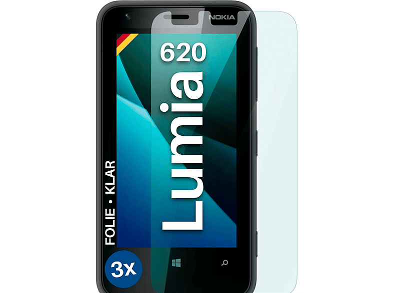 620) Displayschutz(für klar Schutzfolie, 3x Lumia Nokia MOEX