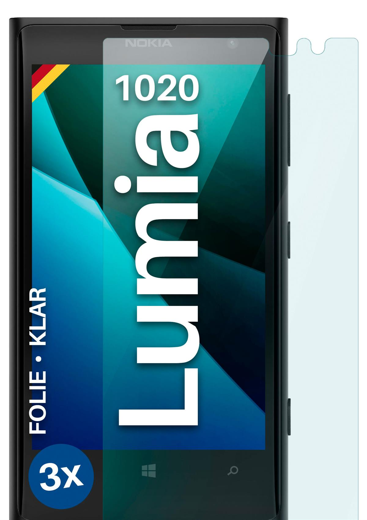 1020) MOEX Lumia 3x Displayschutz(für klar Schutzfolie, Nokia