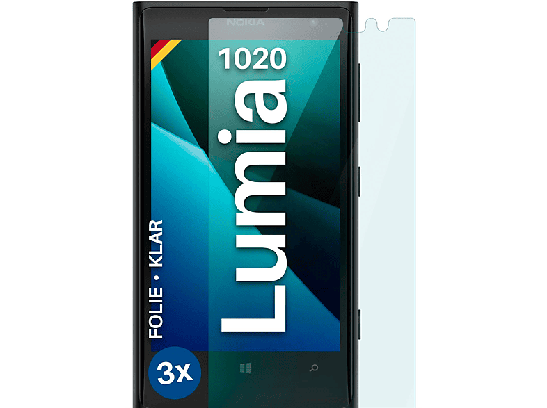 1020) MOEX Lumia 3x Displayschutz(für klar Schutzfolie, Nokia