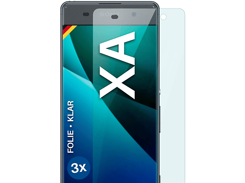 MOEX 3x Schutzfolie, Sony Xperia XA) Displayschutz(für klar