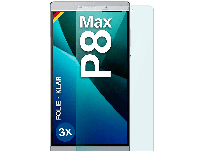 MOEX 3x Schutzfolie, klar Displayschutz(für Huawei Max) P8