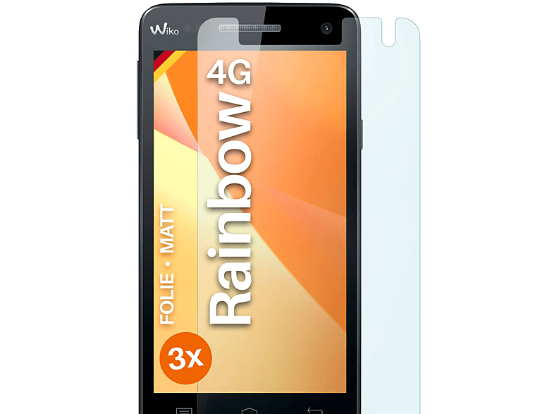 Wiko 4G) Rainbow 3x Schutzfolie, matt Displayschutz(für MOEX
