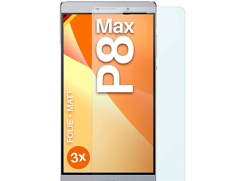 3x Max) Huawei MOEX matt P8 Schutzfolie, Displayschutz(für