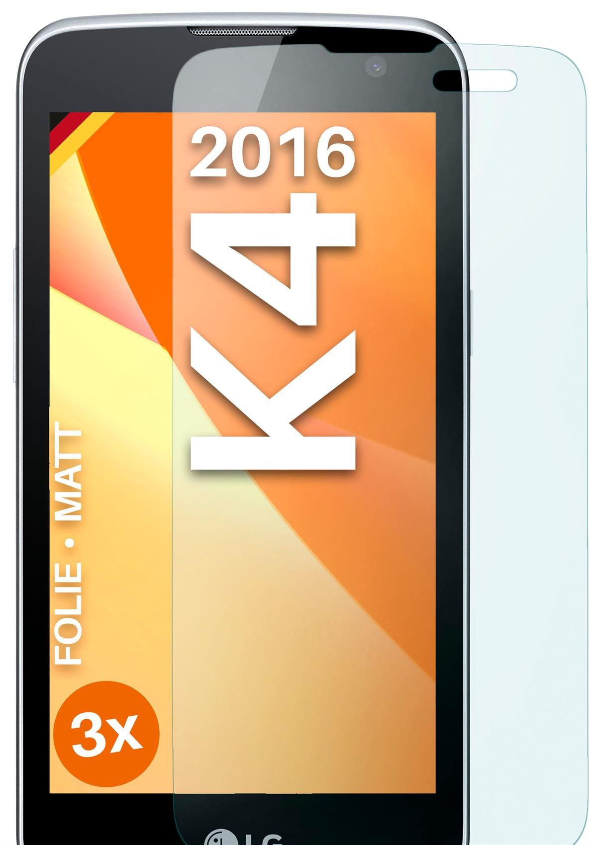 Schutzfolie, K4 3x (2016)) matt Displayschutz(für LG MOEX