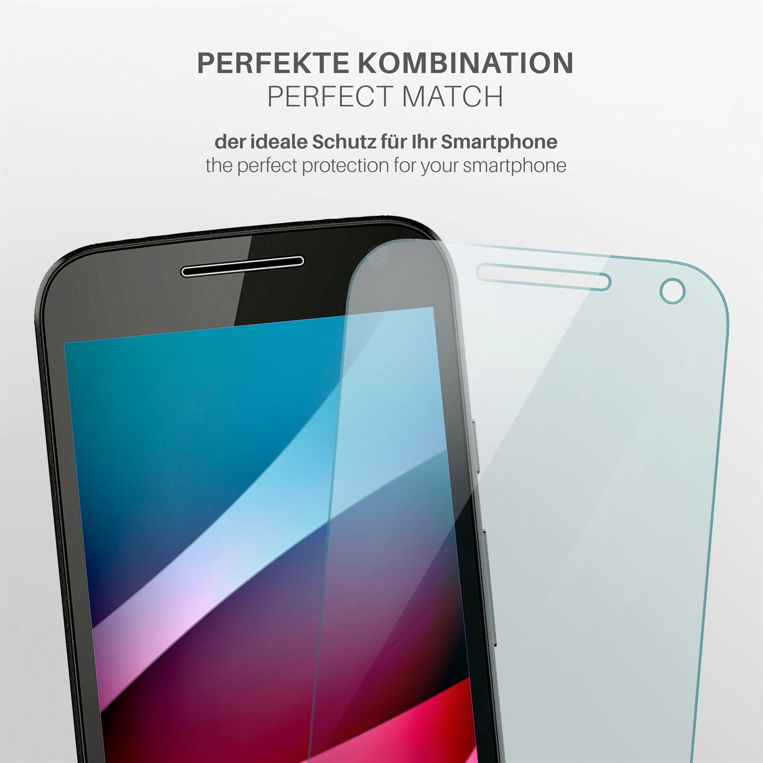 Ein Smartphone mit angebrachtem Displayschutz, das eine klare Sicht auf den Bildschirm zeigt.