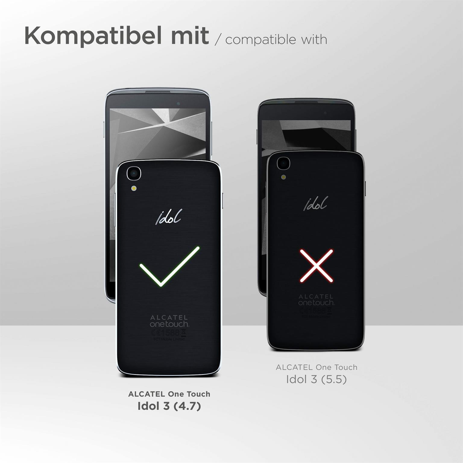 MOEX 3x Schutzfolie, OneTouch Idol Displayschutz(für klar 3 Alcatel 4.7)