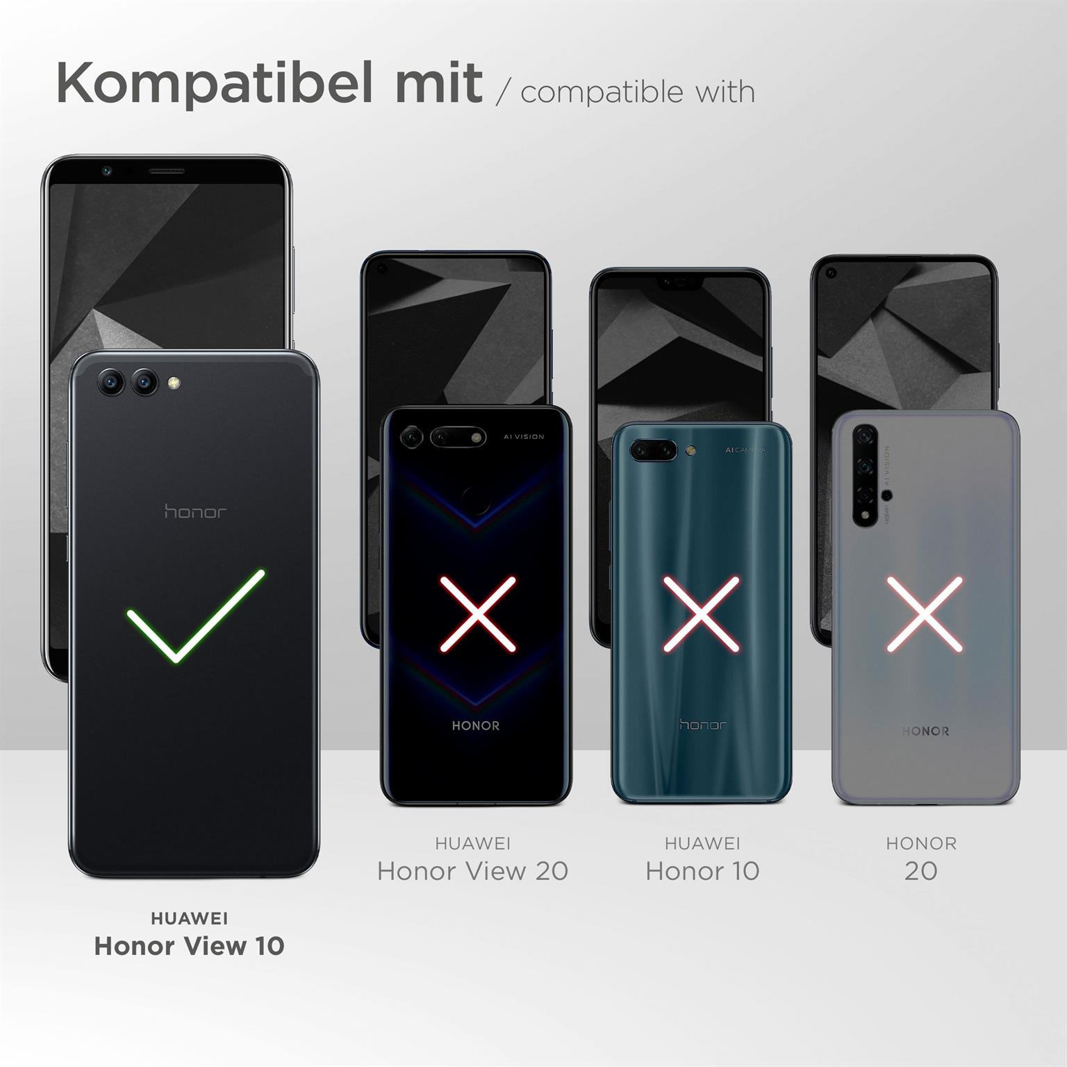 Telefone und Hüllen, mit einem Häkchen und Kreuzen, die die Kompatibilität mit Huawei- und Honor-Telefonen zeigen.