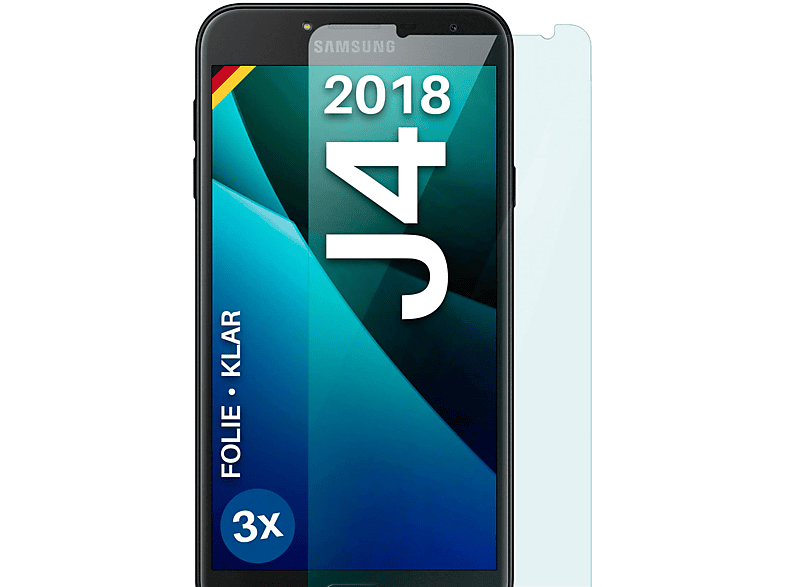 MOEX 3x Schutzfolie, klar Displayschutz(für Samsung Galaxy J4 (2018))