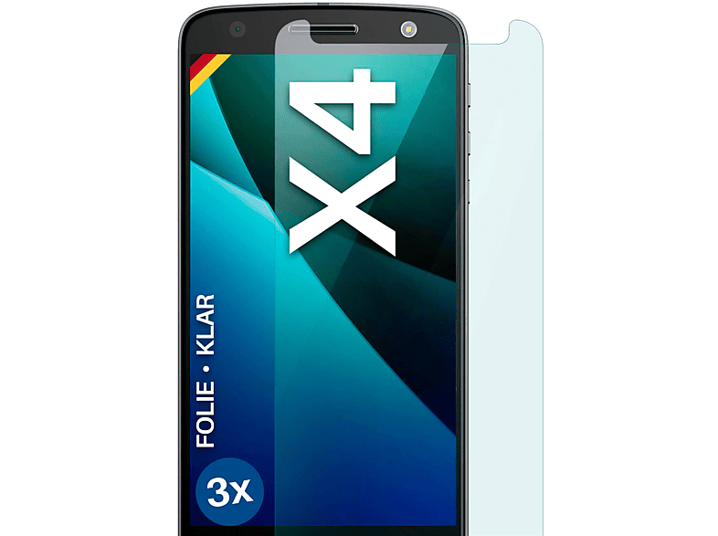 MOEX 3x Schutzfolie, klar Displayschutz(für Motorola Moto X4)