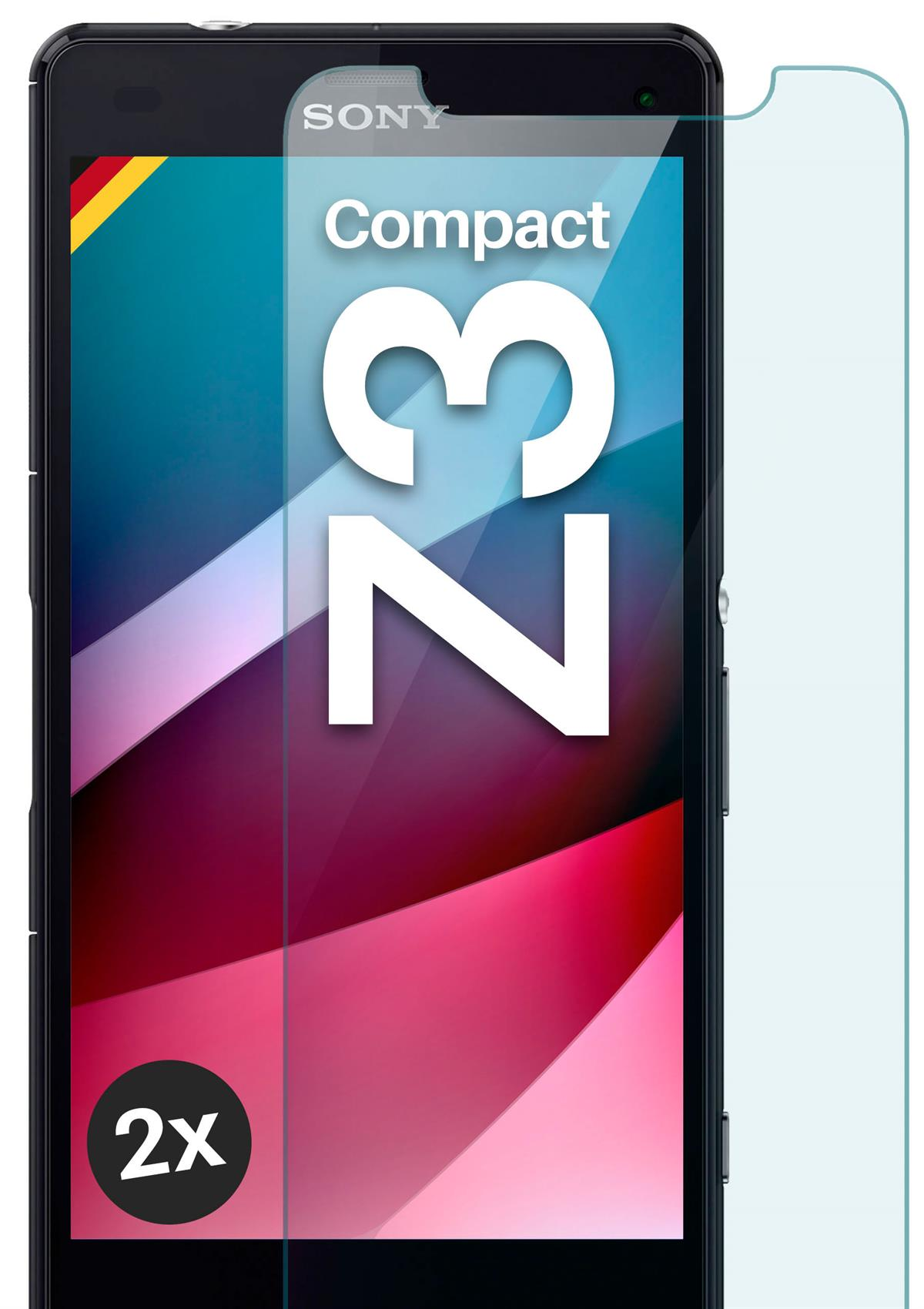Sony Xperia Z3 Compact Smartphone mit Displayschutzfolie und 2x Label.