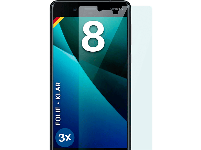 MOEX 3x klar Displayschutz(für 8) Nokia Schutzfolie
