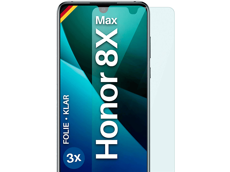 MOEX 3x Schutzfolie, klar Displayschutz(für Huawei Honor 8X Max)