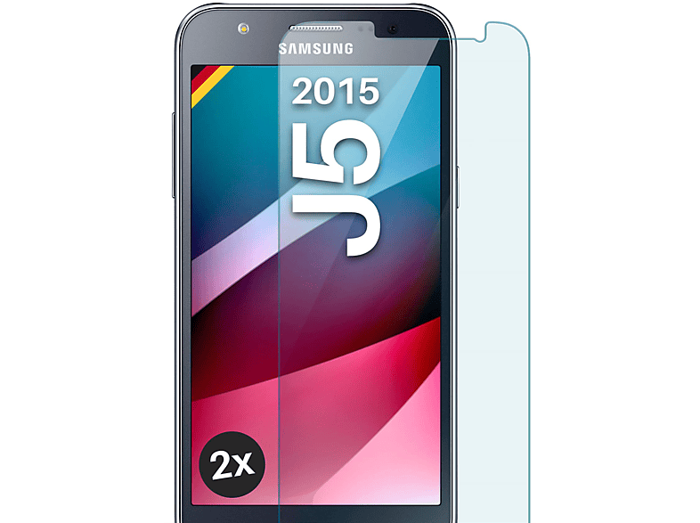 MOEX 2x Galaxy Schutzfolie, J5 (2015)) - klar Panzerglas Schutzglas(für Samsung